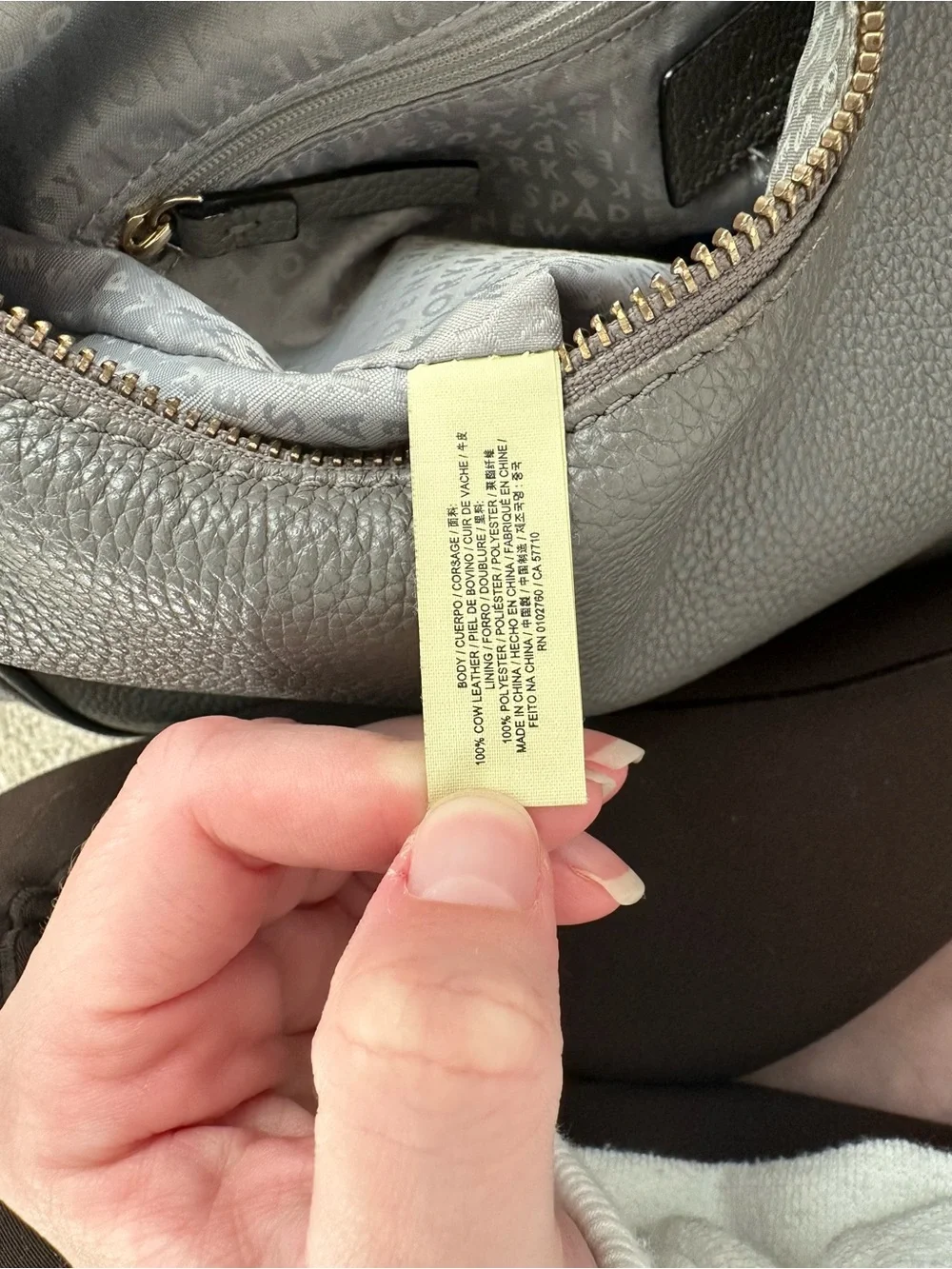 kate spade Pebbled Leather Hobo Bag in Dark Grey
